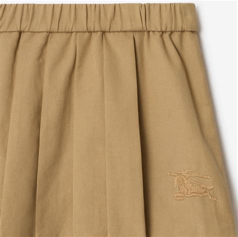 Pleated Cotton Blend Skirt in Sand 